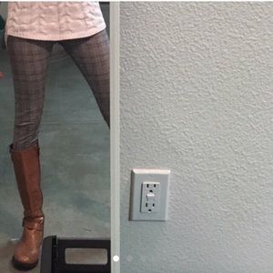 Size Medium Black and White Plaid Leggings